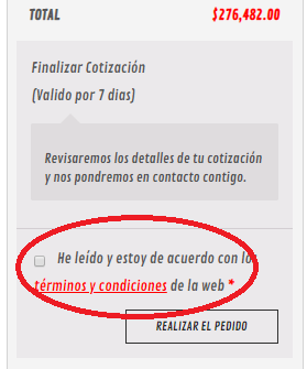 final de coticzacion de envio internacional